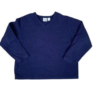 Ashley Cooper Womens Dark Blue V-Neck Oversized Sweatshirt Size Large